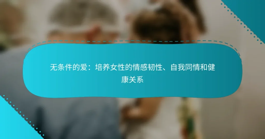无条件的爱：培养女性的情感韧性、自我同情和健康关系