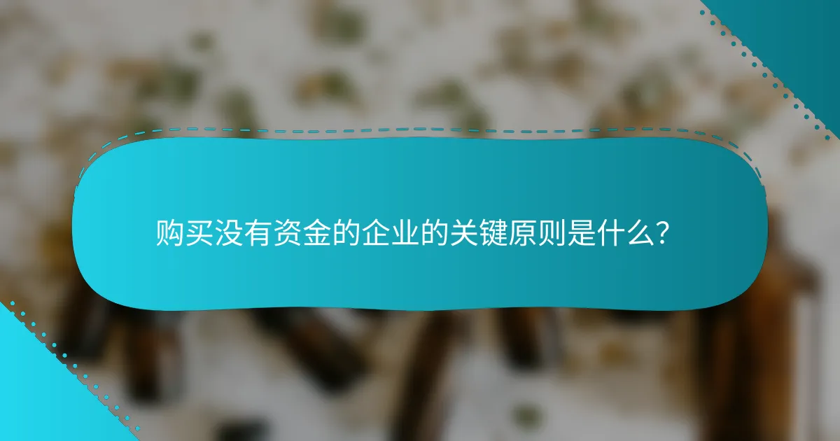 购买没有资金的企业的关键原则是什么？